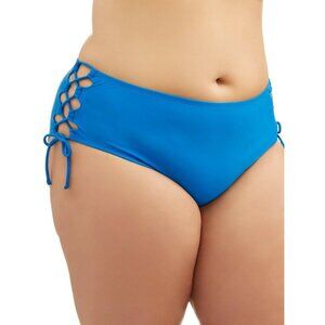 Time and Tru Women's Plus Blue Solid Highwaist Swimsuit Bottom Size 3X 24W-26W